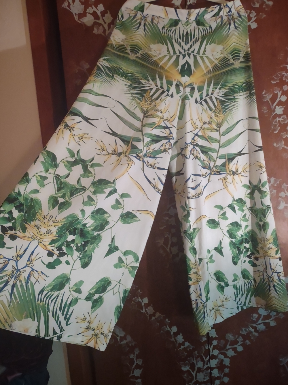Tropical Green Wide-Leg Pants